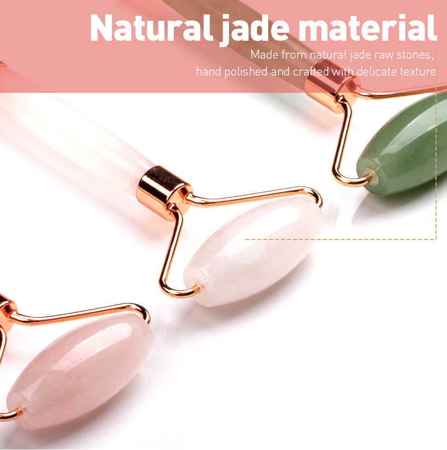 FLORBEAUTY Natural Jade Gua Sha Roller Facial Tools D100